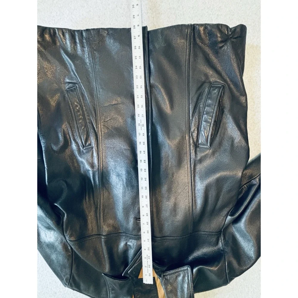 Dockers Men's 100% Leather Black Trench‎ Coat Jacket Quilted Lining Large Read